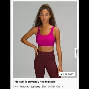 Lululemon 36DD Run Times Bra Ripened Raspberry